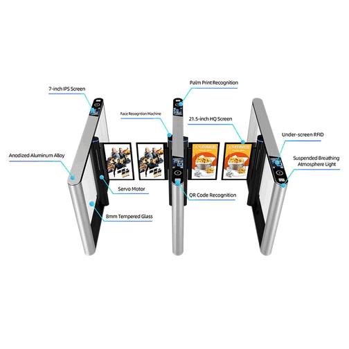 Brushless Wing Gate Face Recognition QR Access Modern Tech Office Pintu Canggih